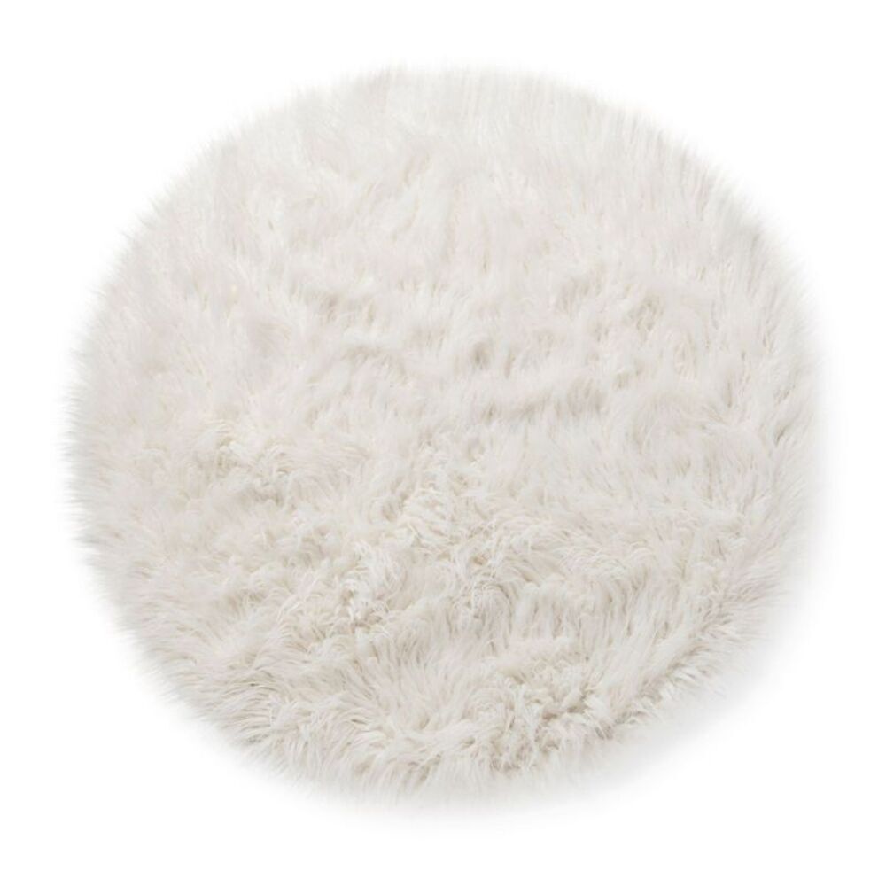 3' Faux Fur Round Kids' Rug White - Pillowfort